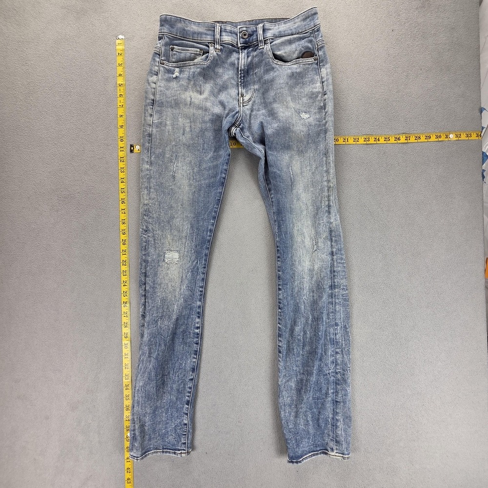 G-Star RAW Jeans‎ Mens 29x34 Light Wash Blue Revend Skinny Distressed Stretch